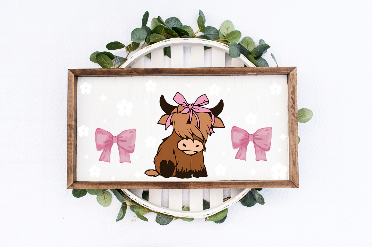 Cow with White Flowers