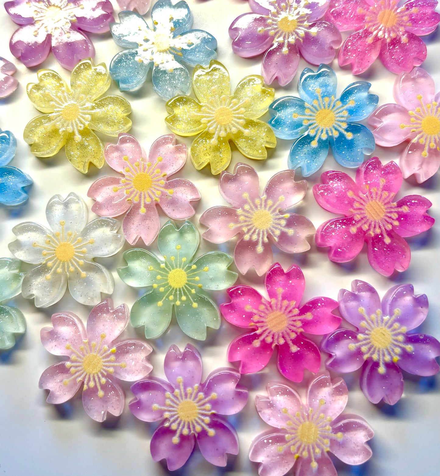 Clear Glitter Flowers