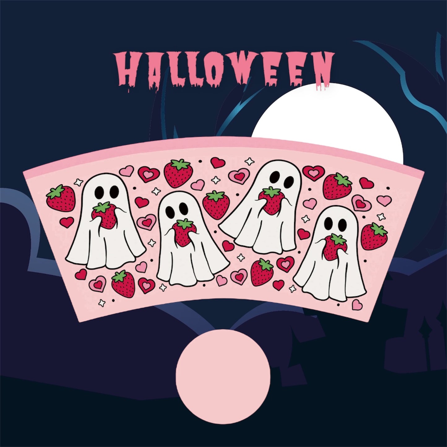 Strawberry Ghosts 16oz Cup Sleeve