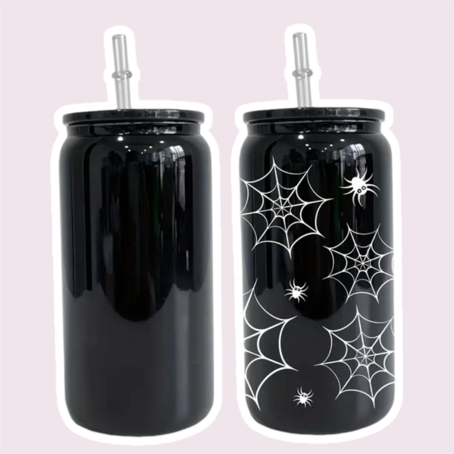 16oz Black Glass & Plastic